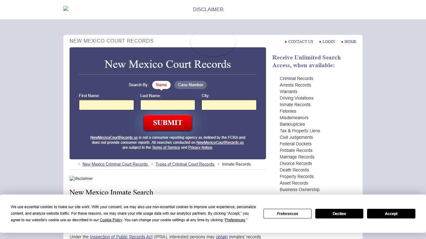 New Mexico Inmate Search NewMexicoCourtRecords.us