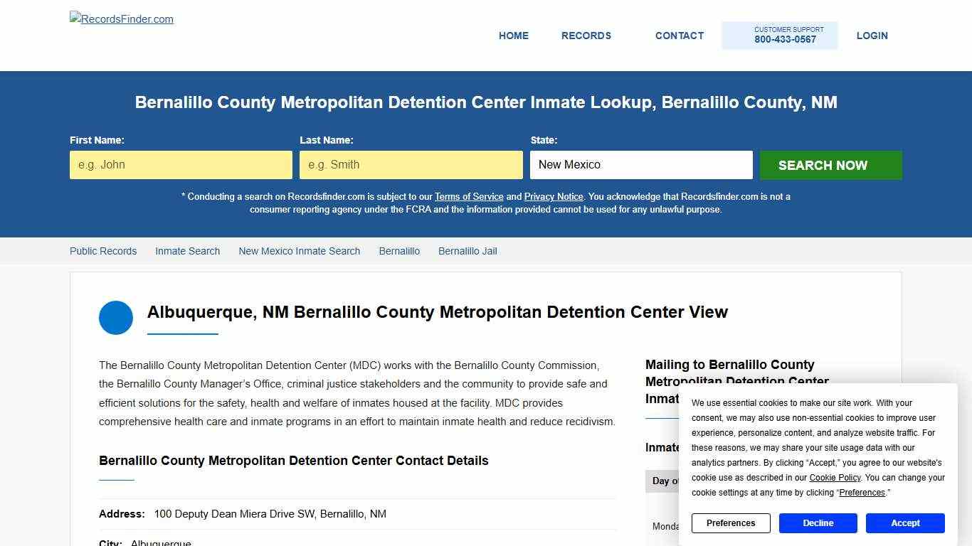 Bernalillo County Metropolitan Detention Center Jail Roster & Inmate Lookup