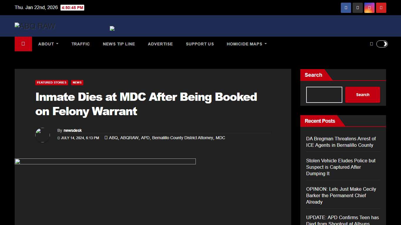 Inmate Dies at MDC After Being Booked on Felony Warrant - ABQ RAW